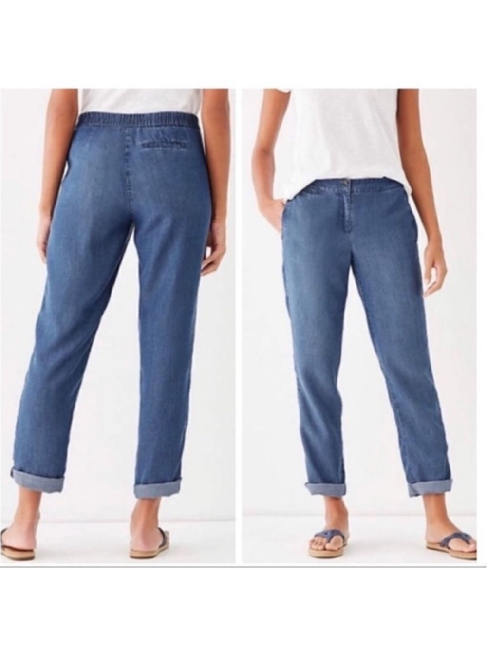 J Jill Denim Relaxed Trouser Ankle Jeans Lightweight Lyocell Linen Size 6